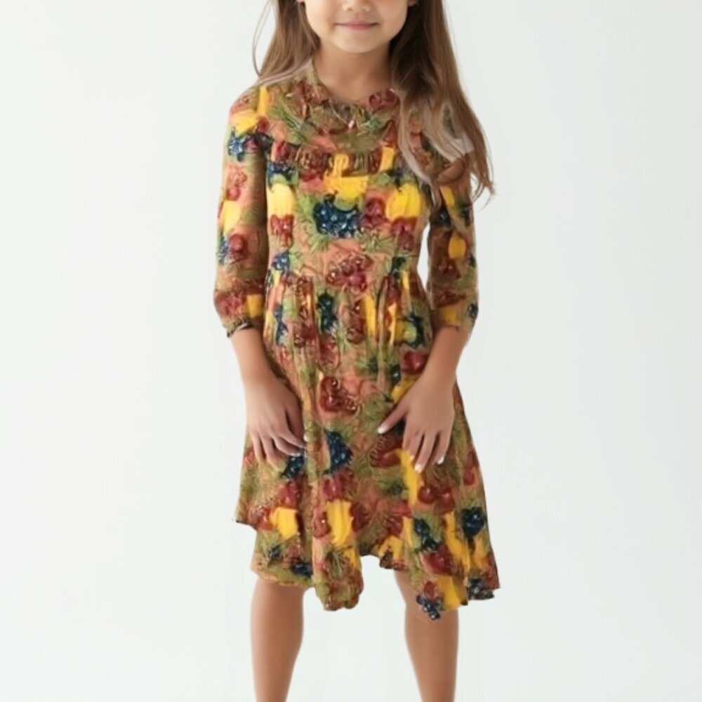 Vtg Mousefeathers Girls Fruit Print Dress Cottagecore Prairie Tea Party Boho 8